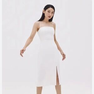 White NWOT Arlenis Padded Dress - Love Bonito